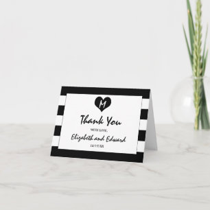 Modern Chic Black and White Wedding Thank You Card