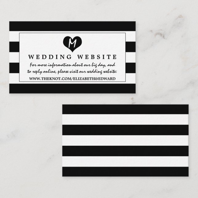 Modern Chic Black and White Wedding Website Enclosure Card (Front/Back)