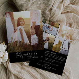 Modern Chic   Black Family Photo Year in Review Holiday Card