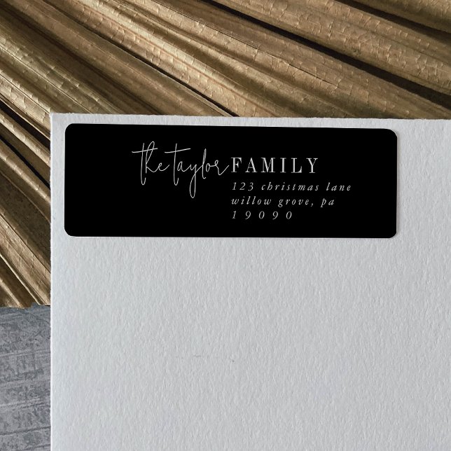 Modern Chic | Black Family Return Address Label (Creator Uploaded)