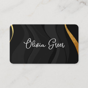 Modern Chic Black Gold Retro Waves  Business Card