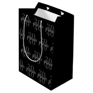 Modern Chic Black Graduation Year Custom Medium Gift Bag