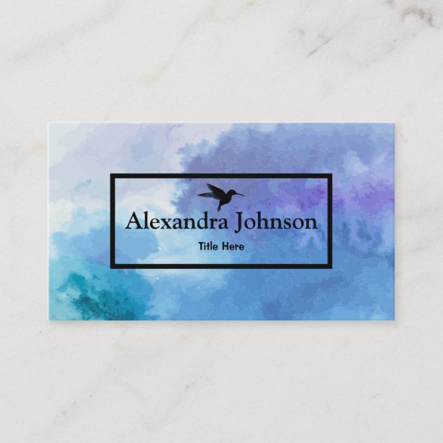 Modern Chic Black Humming Bird Faux  Business Card (Front)