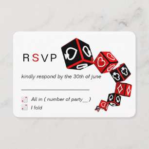 Modern Chic Black Red White Casino Vegas RSVP Card