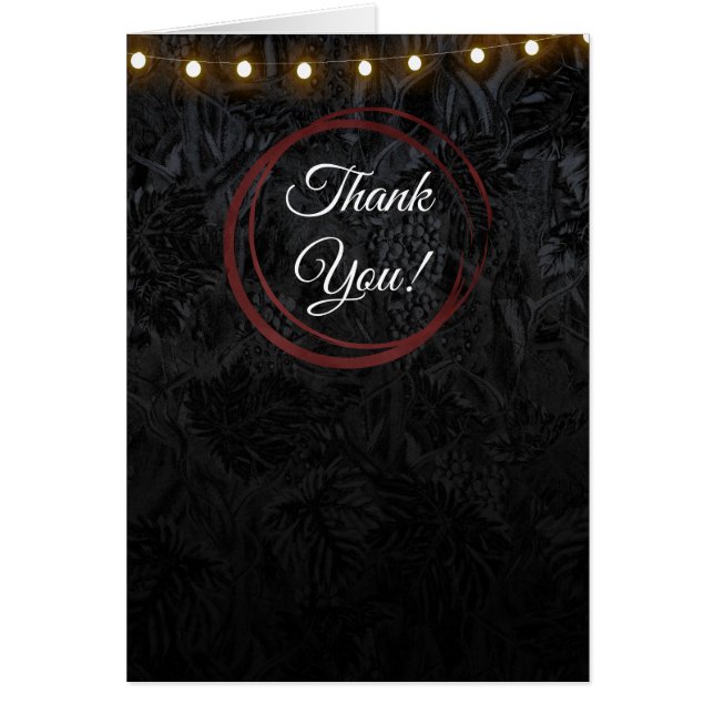 Modern Chic Black Red Wine Rings Classy Thank You (Front)