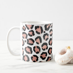 Modern Chic Black Rose Gold Foil Leopard Print Coffee Mug