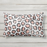 Modern Chic Black Rose Gold Foil Leopard Print Lumbar Cushion<br><div class="desc">This modern and chic safari print is perfect for the trendy and stylish fashionista. It features faux printed rose gold and black foil leopard animal print on top of a simple white background. It's elegant, stylish, and trendy. ***IMPORTANT DESIGN NOTE: For any custom design request such as matching product requests,...</div>