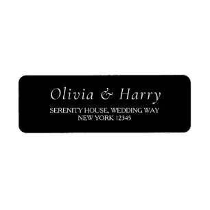 Modern Chic Black Wedding Return Address Labels