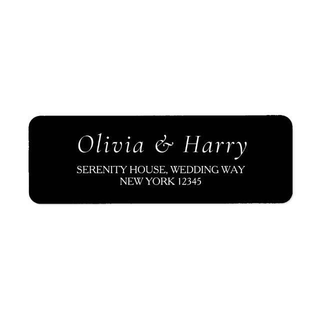 Modern Chic Black Wedding Return Address Labels (Front)