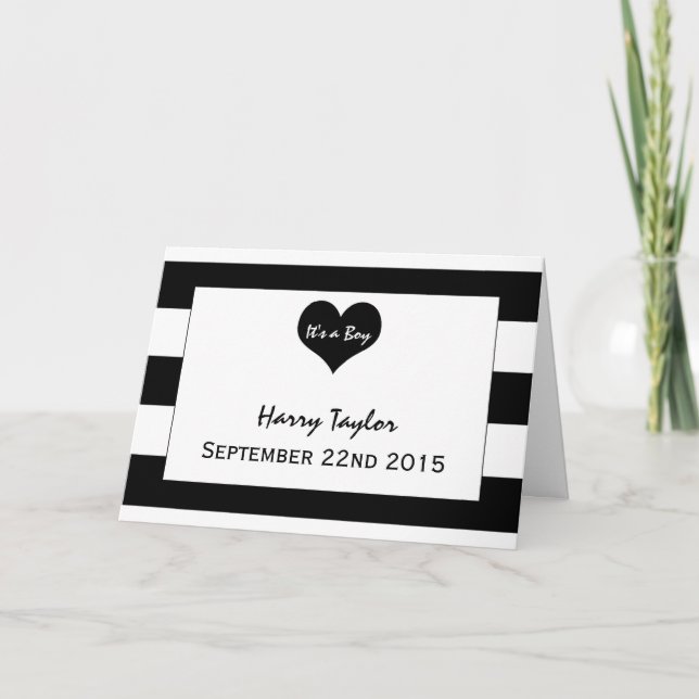 Modern Chic Black & White Baby Announcement (Front)
