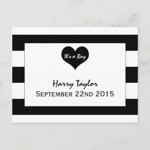 Modern Chic Black & White Baby Announcement