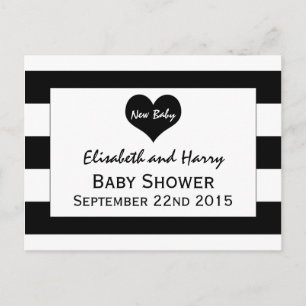 Modern Chic Black & White Baby Shower Invitation Postcard