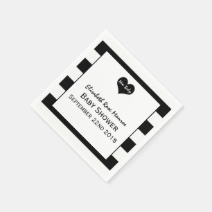 Modern Chic Black & White Baby Shower Napkin