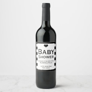 Modern Chic Black & White Baby Shower Wine Label