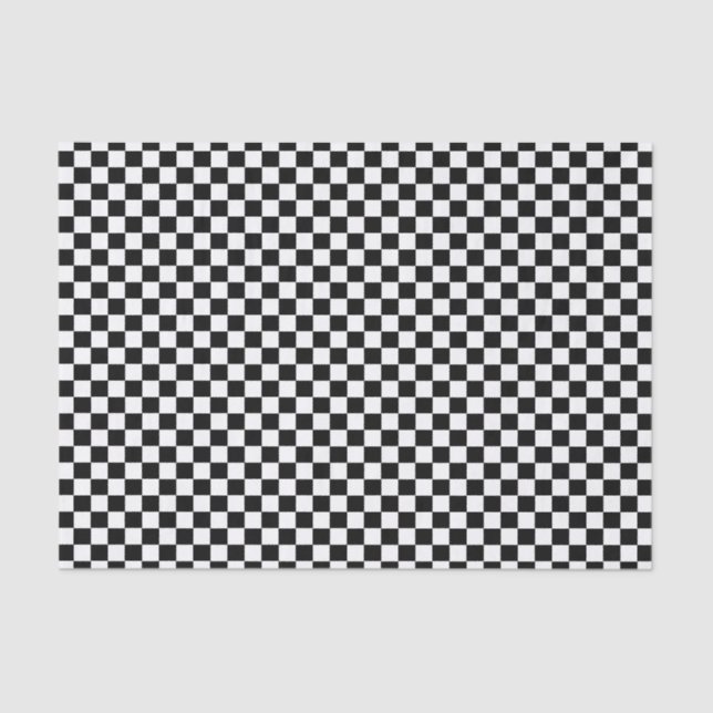 Modern Chic Black White Checks Chequered Gift Wrap Tissue Paper (Front)
