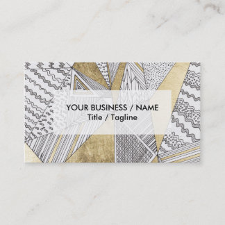 Modern chic black white faux gold geometrical business card