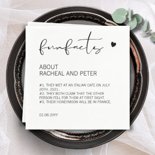 Modern Chic Black White Fun Facts Script Wedding Napkin
