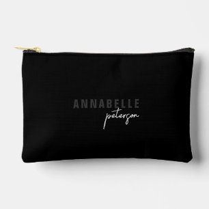 Modern Chic Black & White Minimal Script Custom Accessory Pouch
