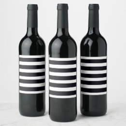 Modern Chic Black & White Striped Wine Label