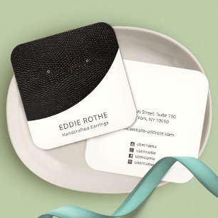 Modern Chic Black White Stud Earring Display Square Business Card