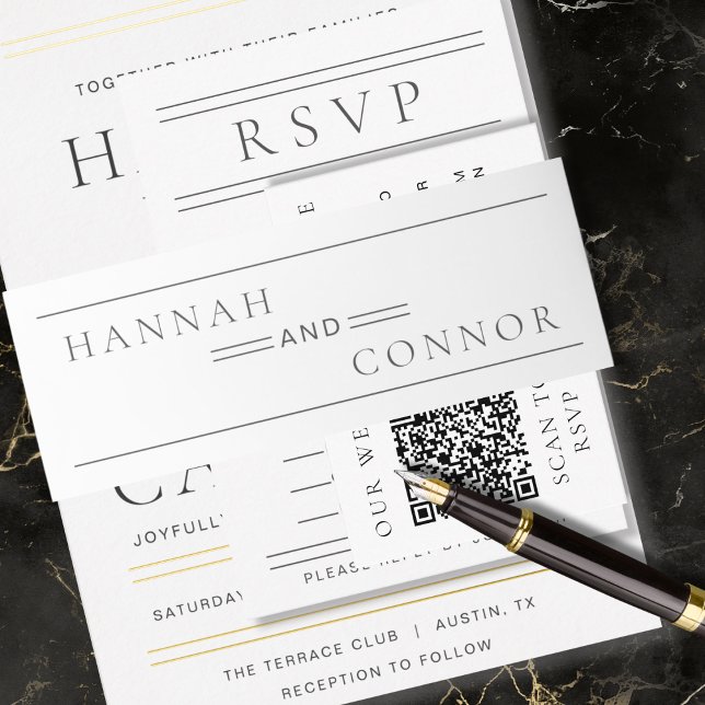 Modern Chic Black & White Typography Invitation Belly Band (Creator Uploaded)