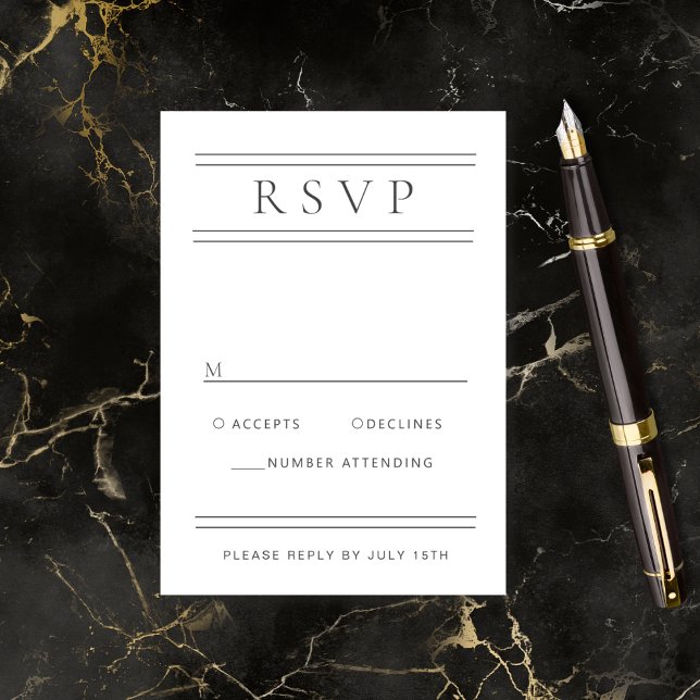 Modern Chic Black & White Typography RSVP Card (Creator Uploaded)