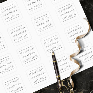 Modern Chic Black & White Typography Square Sticker