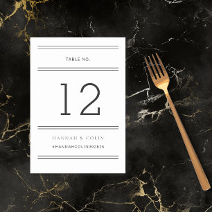Modern Chic Black & White Typography Table Number