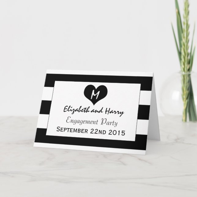 Modern Chic Black & White Wedding Engagement Invitation (Front)