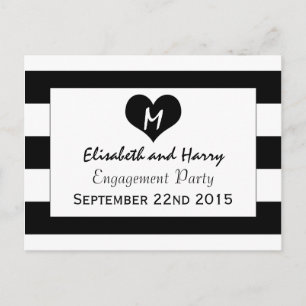 Modern Chic Black & White Wedding Engagement Invitation Postcard