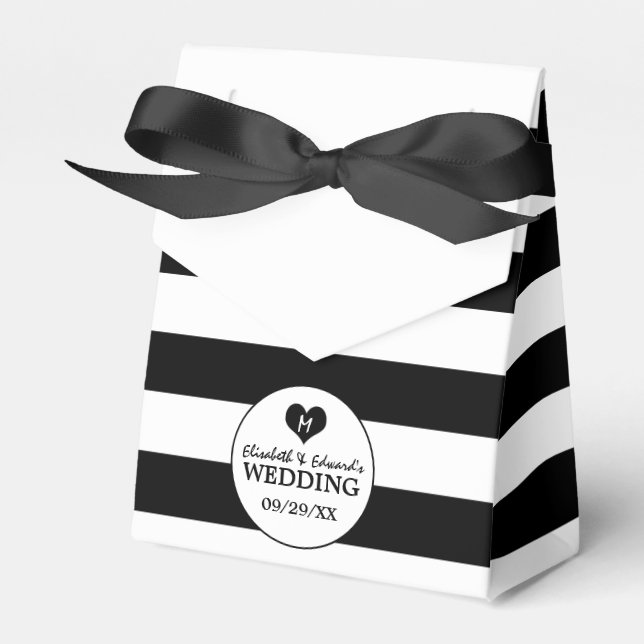 Modern Chic Black & White Wedding Favour Box (Front Side)