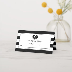 Modern Chic Black & White Wedding Place Card