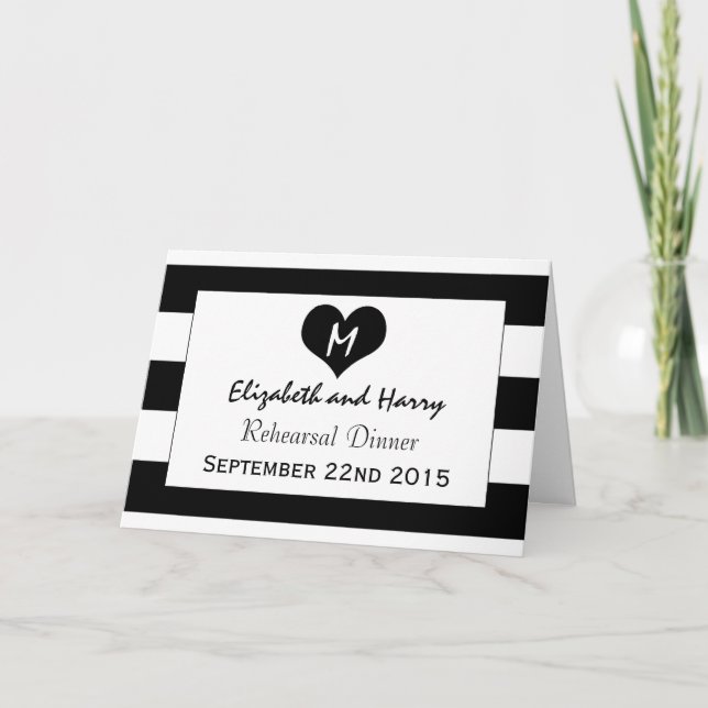 Modern Chic Black & White Wedding Rehearsal Dinner Invitation (Front)