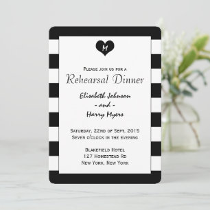 Modern Chic Black & White Wedding Rehearsal Dinner Invitation