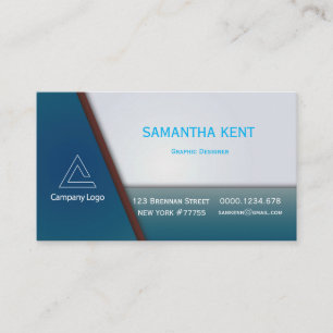 Modern chic blue and burgundy business card