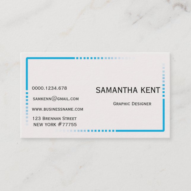 Modern chic blue and white business card (Front)