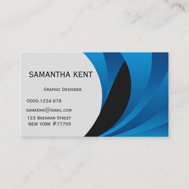 Modern chic blue and white business card (Front)
