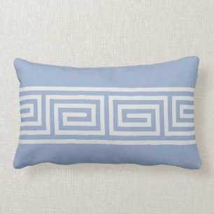 Modern chic blue and white greek key pillow