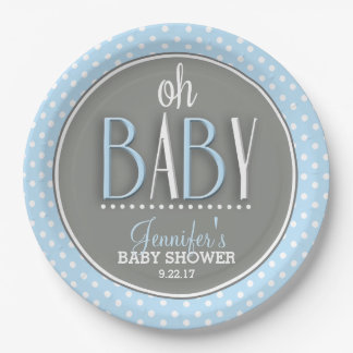 Modern Chic Blue Baby Shower Paper Plate