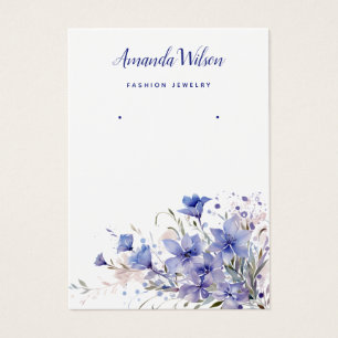 Modern chic blue bell floral earring display card