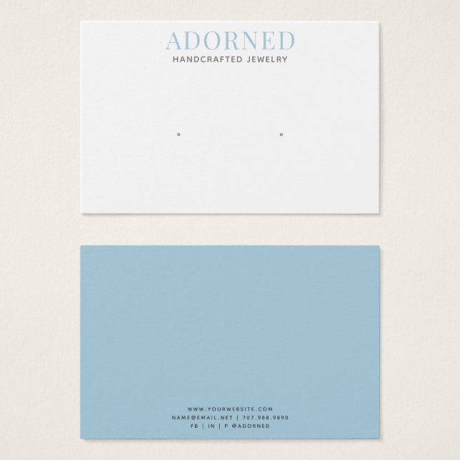 Modern Chic Blue Earring Jewellery Display Cards (Front & Back)