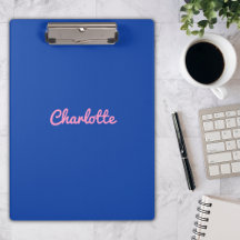 Modern Chic Blue Pink Custom Name Girly Script