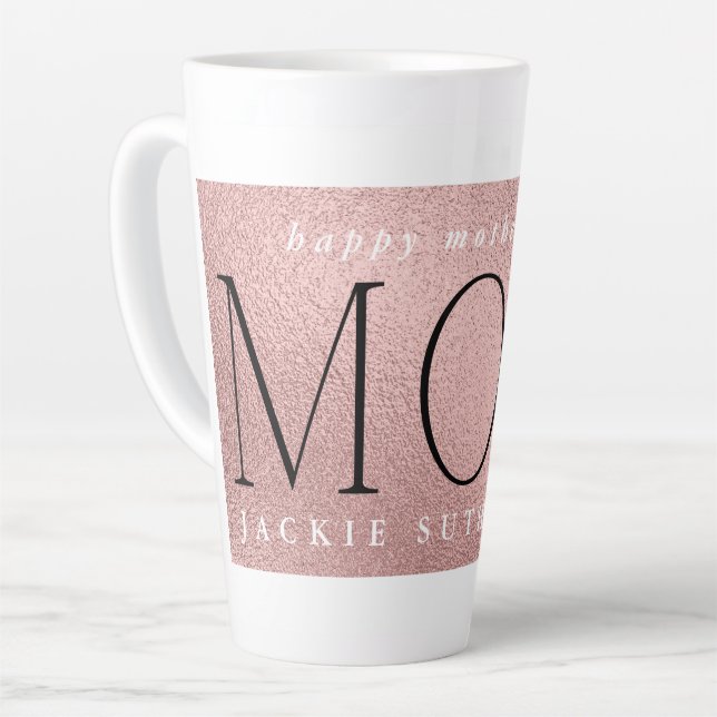 Modern CHIC Blush Foil Pink Happy Mothers Day Latte Mug (Left Angle)