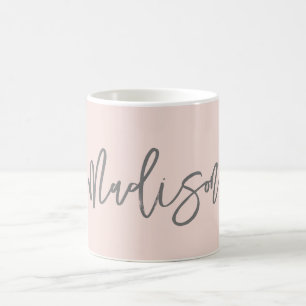 Modern Chic Blush Pink Personalised Name Script Coffee Mug
