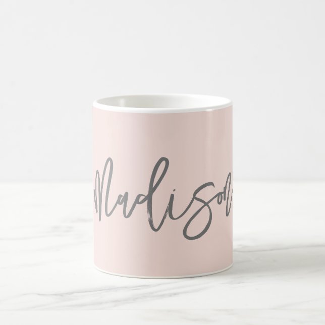 Modern Chic Blush Pink Personalised Name Script Coffee Mug (Center)