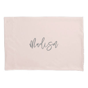 Modern Chic Blush Pink Personalized Monogram Name Pillowcase