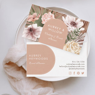Modern Chic Bohemian Watercolor Boho Florals Arch  Business Card