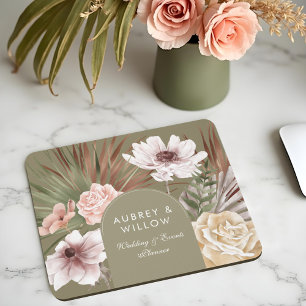 Modern Chic Bohemian Watercolor Boho Florals Arch  Mouse Mat