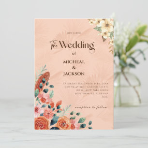 Modern Chic Bohemian Watercolor Floral Invitation