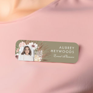 Modern Chic Bohemian Watercolor Florals Photo Arch Name Tag
